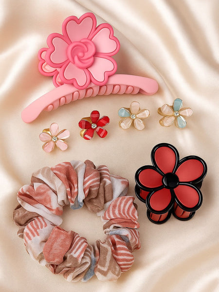Coral Bloom 4-in-1 Hair Accessory Set