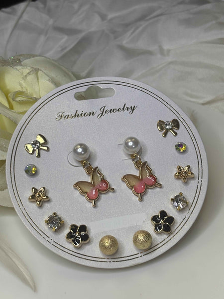 Butterfly Pink Earring Set