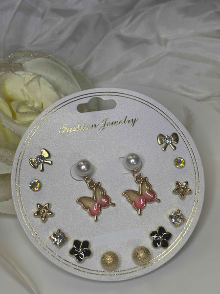 Butterfly Pink Earring Set
