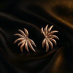 Feather Gold Plated Stud Earrings - Kridha