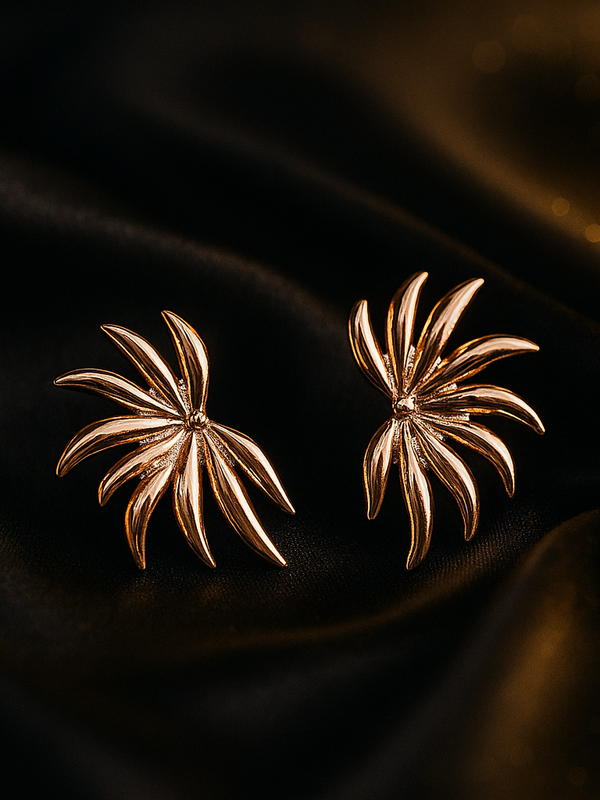 Feather Gold Plated Stud Earrings - Kridha