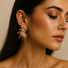 Feather Gold Plated Stud Earrings - Kridha