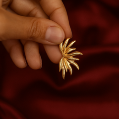 Feather Gold Plated Stud Earrings - Kridha