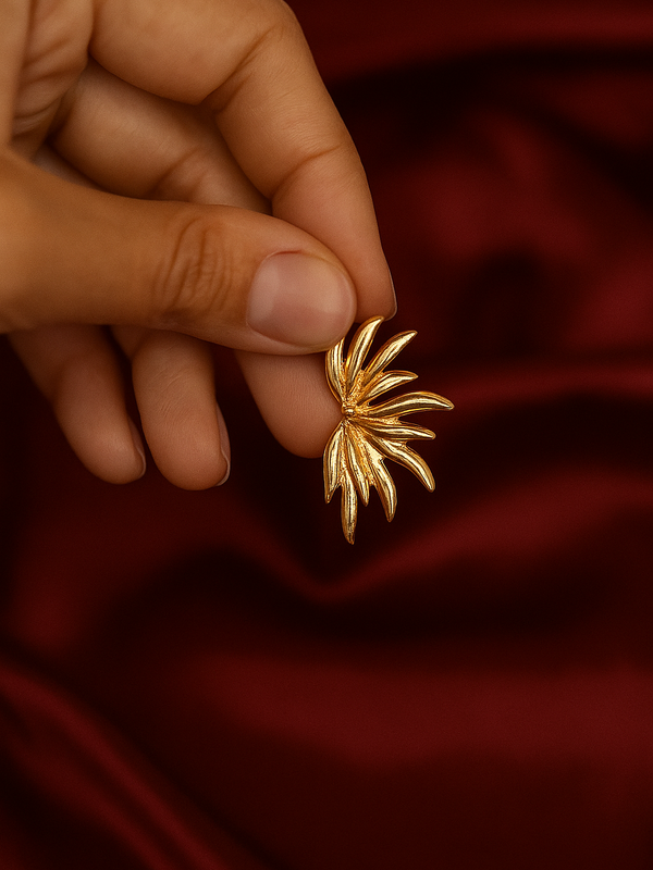 Feather Gold Plated Stud Earrings - Kridha