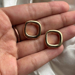 Gold Frame Stud Earrings