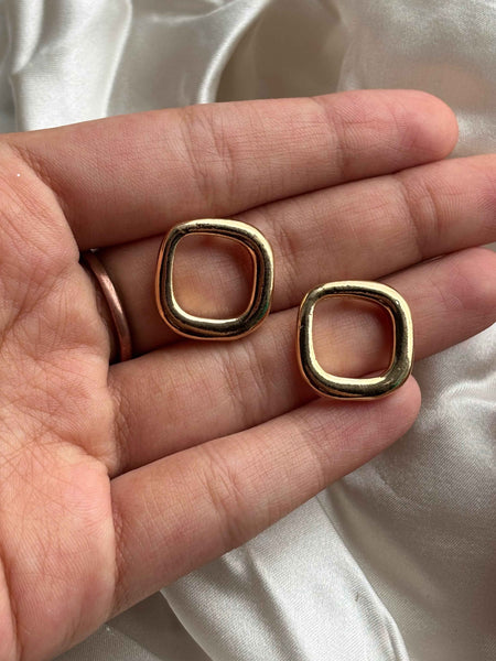 Gold Frame Stud Earrings