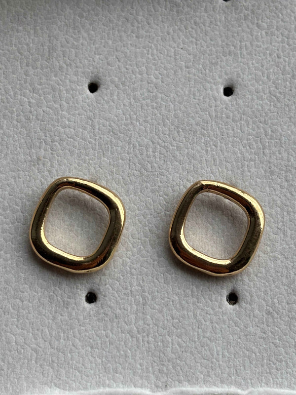 Gold Frame Stud Earrings