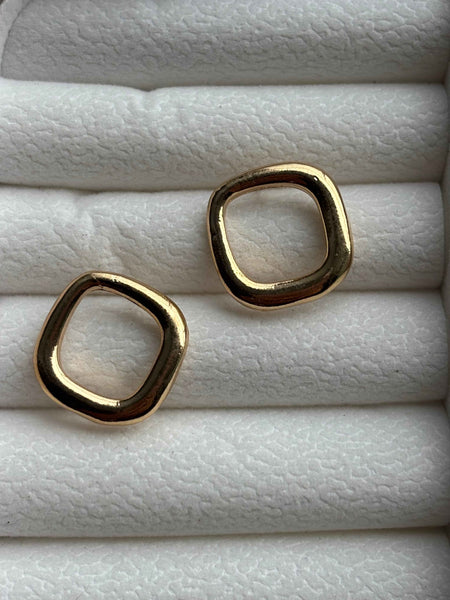 Gold Frame Stud Earrings