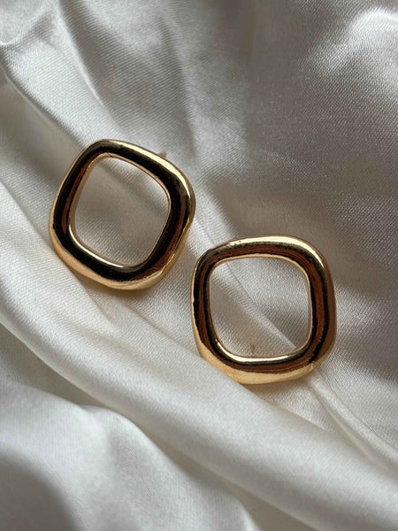 Gold Frame Stud Earrings