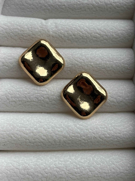 Golden Square Stud Earrings