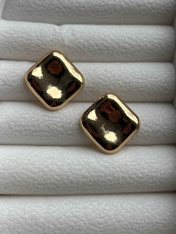 Golden Square Stud Earrings