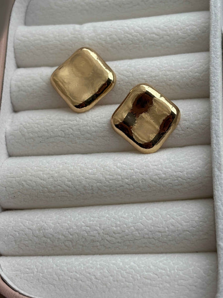 Golden Square Stud Earrings