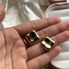 Golden Square Stud Earrings