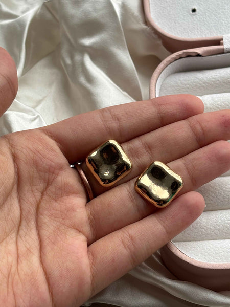 Golden Square Stud Earrings