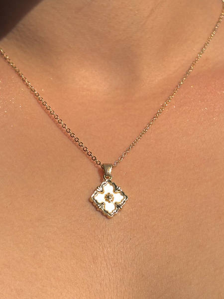 Antique Gold Blossom Square Pendant – Kridha