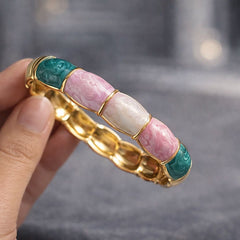 Blush Aura Enamel Gold Bangle