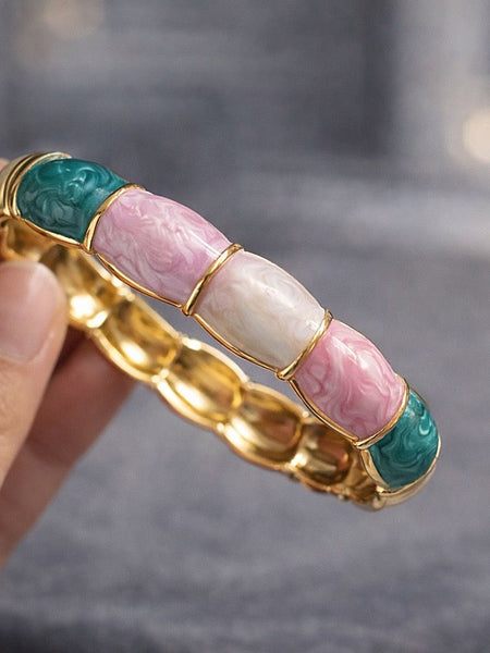 Blush Aura Enamel Gold Bangle