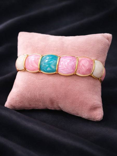 Blush Aura Enamel Gold Bangle