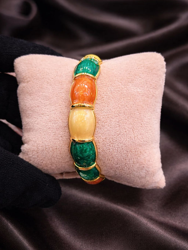 Earthy Luxe Enamel Gold Bangle