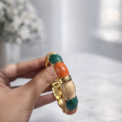 Earthy Luxe Enamel Gold Bangle