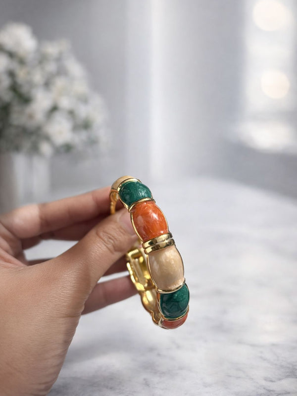 Earthy Luxe Enamel Gold Bangle