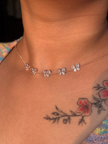 Floral Crystal Choker Set