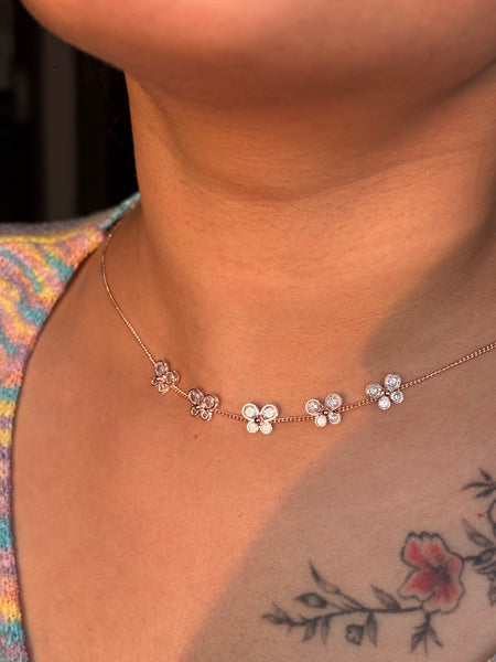 Floral Crystal Choker Set