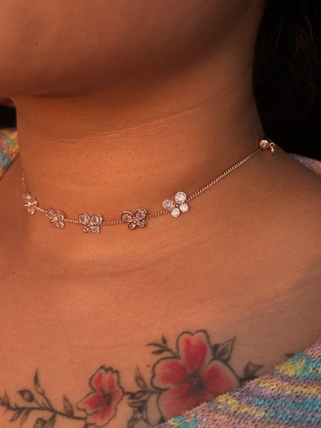 Floral Crystal Choker Set