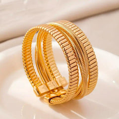 Gold 3 Layered Chain Cuff Bracelet