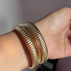 Gold 3 Layered Chain Cuff Bracelet