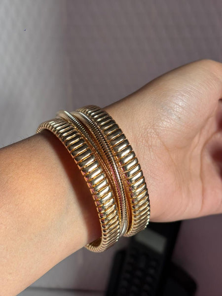 Gold 3 Layered Chain Cuff Bracelet