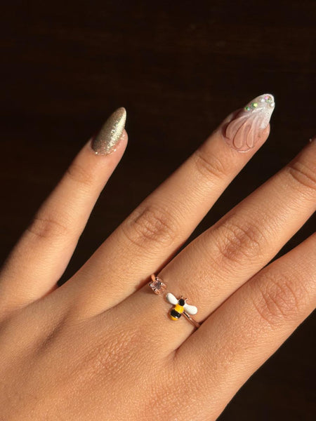 Golden Bee Crystal Adjustable Rin