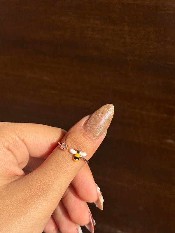 Golden Bee Crystal Adjustable Rin