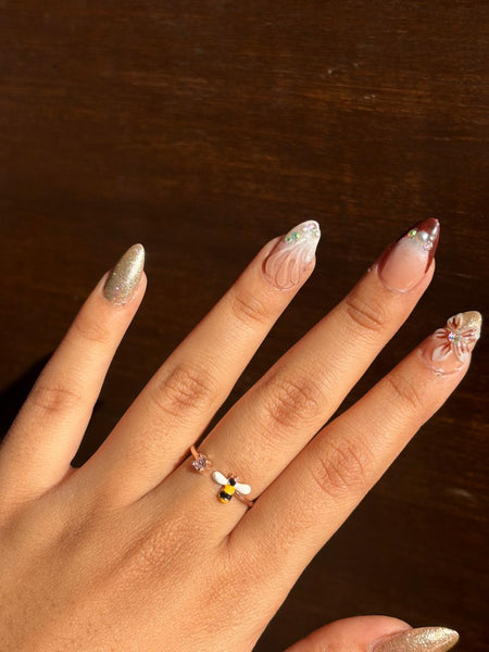 Golden Bee Crystal Adjustable Rin