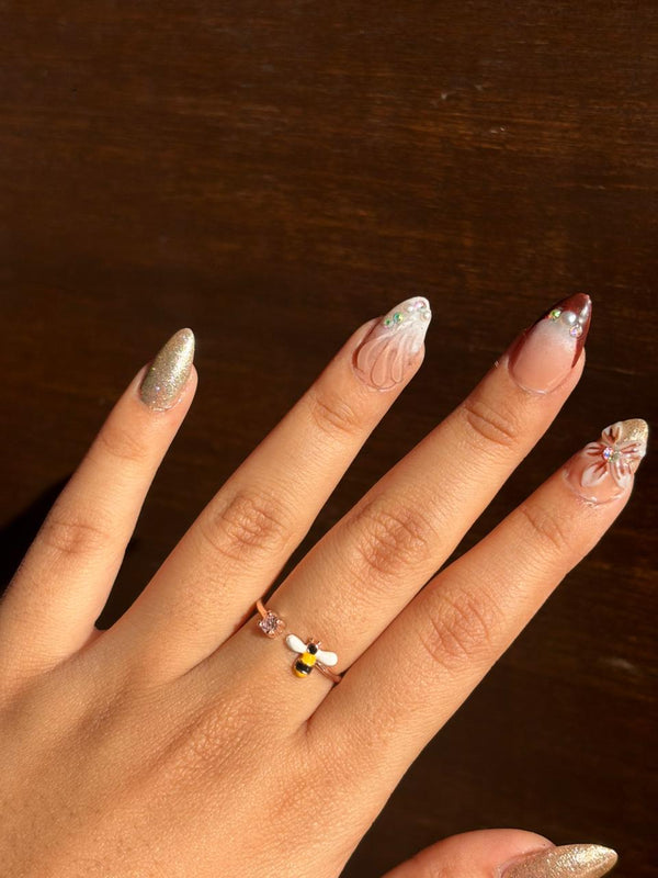 Golden Bee Crystal Adjustable Rin