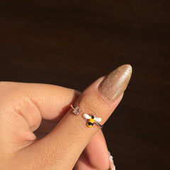 Golden Bee Crystal Adjustable Rin
