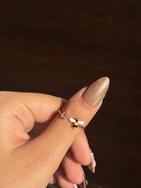 Golden Bee Crystal Adjustable Rin