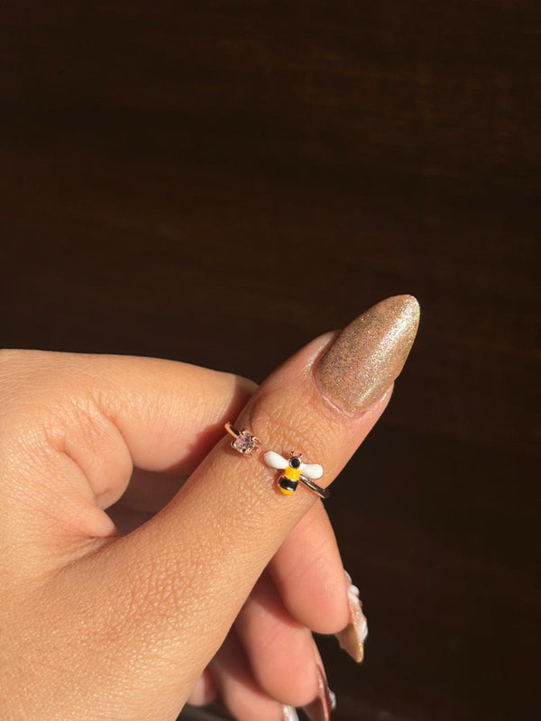 Golden Bee Crystal Adjustable Rin