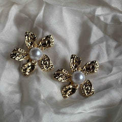 Golden Bloom Pearl Studs