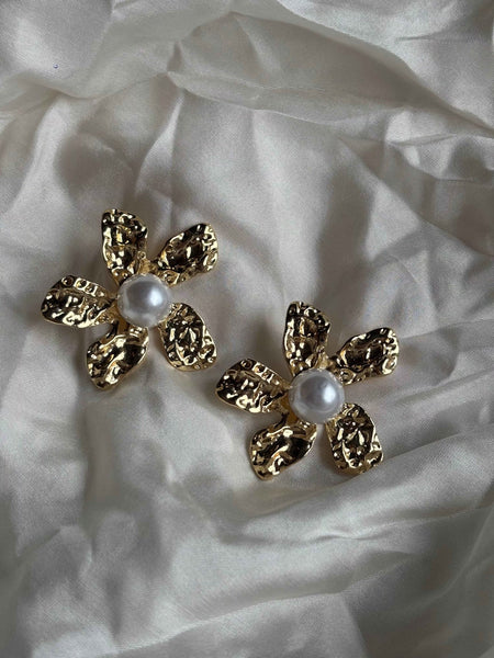 Golden Bloom Pearl Studs