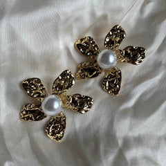 Golden Bloom Pearl Studs
