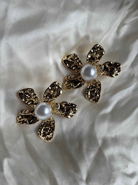 Golden Bloom Pearl Studs