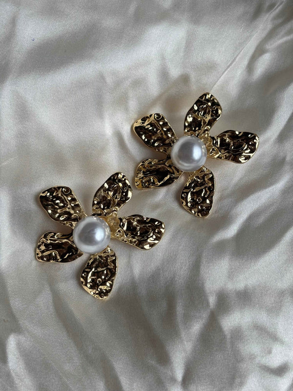 Golden Bloom Pearl Studs