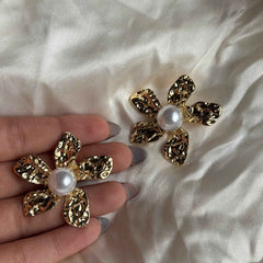 Golden Bloom Pearl Studs