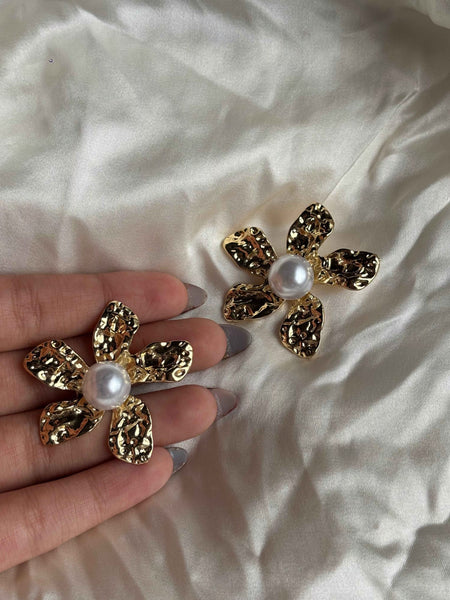 Golden Bloom Pearl Studs