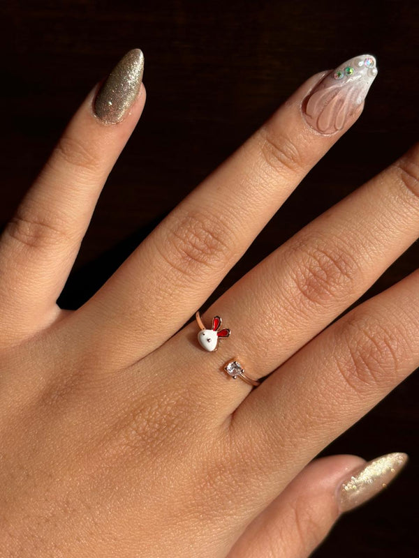 Golden Bunny Crystal Adjustable Ring