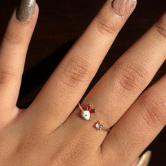 Golden Bunny Crystal Adjustable Ring