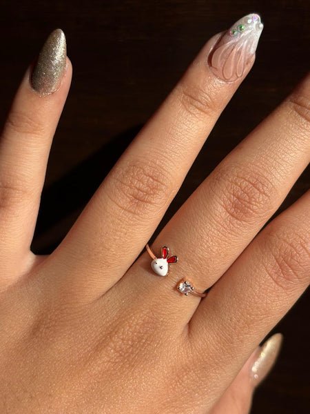 Golden Bunny Crystal Adjustable Ring