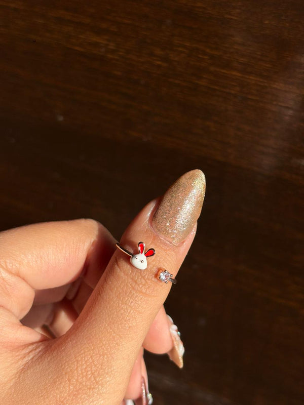 Golden Bunny Crystal Adjustable Ring