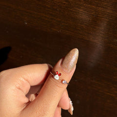 Golden Bunny Crystal Adjustable Ring